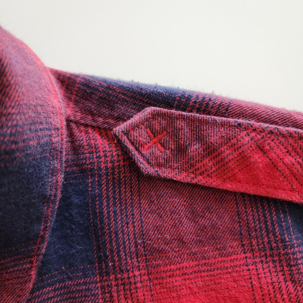 Zara red & navy plaid flannel shirt - Picture 2 of 9